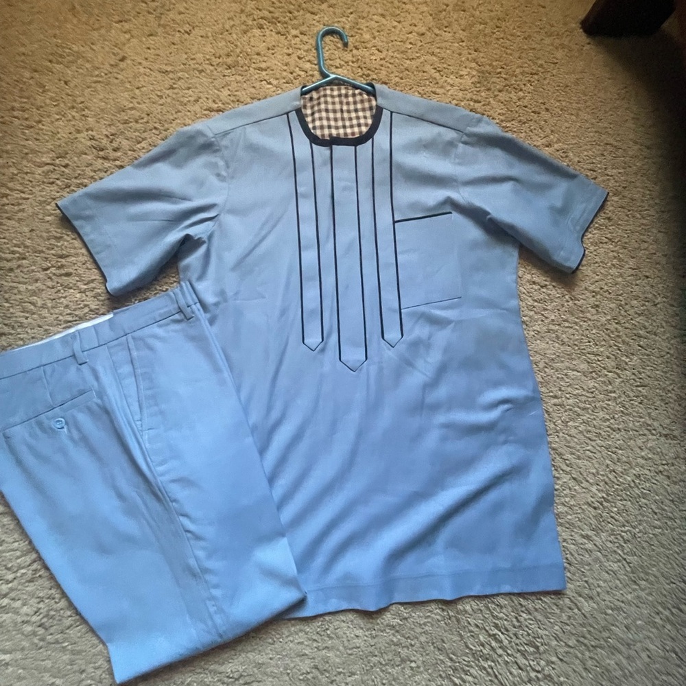 Men's Blue Short Sleeve Shirt
